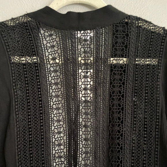 BB Dakota Cardigan XS Layla Black Open Front Crochet Neutral Boho Wide Sleeve - Picture 8 of 10